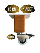 Kale Ahşap Tekerli Ayak Mobilya Masa ve Dolap Tekerli Ayağı(FRENLİ)(12CM-15CM)(KAYIN/GÜRGEN AĞACI) Ceviz 15cm FRENLİ 15cm - 4 ADET - 1