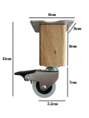 Kale Ahşap Tekerli Ayak Mobilya Masa Dolap Tekerli Ayağı(FRENLİ)(12CM - 15CM)(CEVİZ AĞACI) Açık Ceviz 15cm FRENLİ 15cm - 2 ADET thumbnail 5