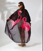 Kadın Rahat Kesim Şifon Kimono - Siyah thumbnail 2