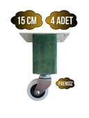 Kale Ahşap Tekerli Ayak Mobilya Masa ve Dolap Tekerli Ayağı(FRENSİZ)(12CM-15CM)(KAYIN/GÜRGEN AĞACI) Yeşil 15cm FRENSİZ 15cm - 4 ADET thumbnail 1