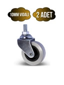 10mm Vidalı Frensiz Sandalye Tekeri Koltuk ve Sehpa Tekeri(50MM)(KROM - GRİ)(FRENSİZ)(10MM)(VİDALI) Gri GRİ - 2 ADET - 1