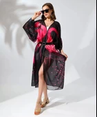 Kadın Rahat Kesim Şifon Kimono - Siyah thumbnail 1