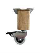Kale Ahşap Tekerli Ayak Mobilya Masa Dolap Tekerli Ayağı(FRENLİ)(12CM - 15CM)(CEVİZ AĞACI) Açık Ceviz 15cm FRENLİ 15cm - 2 ADET thumbnail 2