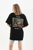Unisex Baskılı Oversize T-Shirt - Siyah thumbnail 5