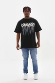Unisex Baskılı Oversize T-Shirt - Siyah - 5