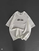 Unisex Baskılı Oversize T-Shirt - Beyaz thumbnail 4