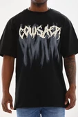 Unisex Baskılı Oversize T-Shirt - Siyah - 1
