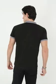 Erkek Yakalı Slim Fit Baskılı T-Shirt - Siyah thumbnail 2