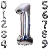 Gümüş Rengi Folyo Rakam Balon 1 Metre thumbnail 3