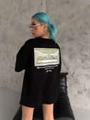 Unisex Baskılı Oversize T-Shirt - Siyah thumbnail 1