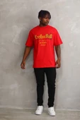 Unisex Baskılı Oversize T-Shirt - Kırmızı thumbnail 3