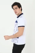Erkek Yakalı Slim Fit Baskılı T-Shirt - Beyaz thumbnail 3