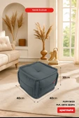 XPERMATE PuffyMod Dekoratif Kare Puf Orta Sehpa Ayak Uzatma Puf 40x40 cm Gri thumbnail 2