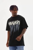Unisex Baskılı Oversize T-Shirt - Siyah - 6
