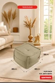 XPERMATE PuffyMod Dekoratif Kare Puf Orta Sehpa Ayak Uzatma Puf 40x40 cm Bej thumbnail 2
