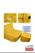 XPERMATE PuffyMod Dekoratif Kare Puf Orta Sehpa Ayak Uzatma Puf 40x40 cm Sarı - 4