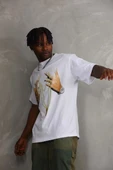 Unisex Baskılı Oversize T-Shirt - Beyaz thumbnail 6