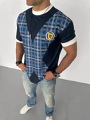 Unisex Bisiklet Yaka Baskılı Oversize T-Shirt - Siyah thumbnail 3