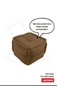 XPERMATE PuffyMod Dekoratif Kare Puf Orta Sehpa Ayak Uzatma Puf 40x40 cm Kahverengi thumbnail 1