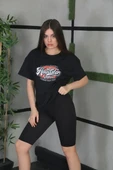 Unisex Baskılı Oversize T-Shirt - Siyah thumbnail 1