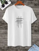 Unisex Baskılı Oversize T-Shirt - Beyaz thumbnail 1