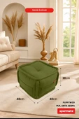 XPERMATE PuffyMod Dekoratif Kare Puf Orta Sehpa Ayak Uzatma Puf 40x40 cm Yeşil thumbnail 2