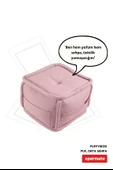 XPERMATE PuffyMod Dekoratif Kare Puf Orta Sehpa Ayak Uzatma Puf 40x40 cm Pembe thumbnail 1