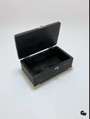 Doğal Ahşap Hareli Takı Kutusu Ahşap Saklama Kutusu(BEYAZ ÇAM)(ANTRASİT)(BOY:20CM EN:12CM Yük:8CM) Antrasit BOY:20cm EN:12cm YÜK:8cm - 1