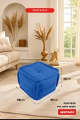 XPERMATE PuffyMod Dekoratif Kare Puf Orta Sehpa Ayak Uzatma Puf 40x40 cm Mavi - 2