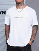 Unisex Baskılı Oversize T-Shirt - Beyaz - 1