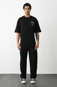 Unisex Baskılı Oversize T-Shirt - Siyah thumbnail 5
