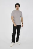 Unisex Bisiklet Yaka Slim fit T-Shirt- Boyalı Gri thumbnail 7