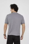 Unisex Bisiklet Yaka Slim fit T-Shirt- Gri thumbnail 6