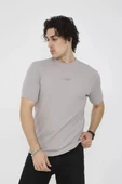 Unisex Bisiklet Yaka Slim fit T-Shirt- Boyalı Gri thumbnail 1