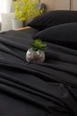 mer-tim ezberbozan ev tekstili Pamuklu Ranforce Çift Kişilik Battal Boy Lastikli Çarşaf Takımı Siyah 180x200 thumbnail 2