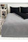 mer-tim ezberbozan ev tekstili Mer-tim Pamuklu Ranforce Çift Kişilik 200x220 Çift Taraflı Nevresim Yorgan Kılıfı Siyah-gri thumbnail 2