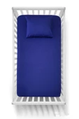 mer-tim ezberbozan ev tekstili 70x130 Lastikli Ranforce Bebek Çarşaf Takımı - Lacivert thumbnail 1