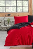 mer-tim ezberbozan ev tekstili Mer-tim Tek Kişilik Small Size 135x200 Çift Taraflı Nevresim Yorgan Kılıfı Siyah-kırmızı - 1