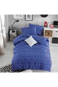 mer-tim ezberbozan ev tekstili Çift Kişilik Lastiksiz Lacivert Yıldız Desenli Pamuklu Ranforce Nevresim Takımı - 200 X 220 thumbnail 1