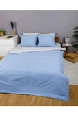 mer-tim ezberbozan ev tekstili Mer-tim Pamuklu Ranforce Tek Kişilik Çift Taraflı Nevresim Yorgan Kılıfı 160x220 Mavi-gri - 2