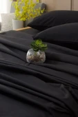 mer-tim ezberbozan ev tekstili Mer-tim Pamuklu Ranforce Çift Kişilik 160x200 Lastikli Çarşaf Takımı - Siyah thumbnail 3