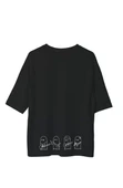 Unisex Bisiklet Yaka Baskılı Oversize T-Shirt - Siyah thumbnail 2