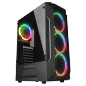 Rampage FUSION 650W 80+ BRONZE 4 Rainbow Fanlı Temperli Cam Panel ATX MID Tower Oyuncu Kasası - 1