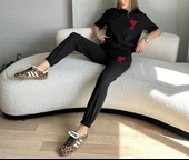 Unisex Paçası Lastikli Eşofman Altlı Takım - Siyah thumbnail 4