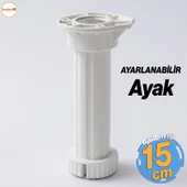 Ayarlanabilir 1 Adet 15 Cm Plastik Ayak Dolap Mobilya Tezgah Yükseltici Yükseltme Ayağı Ayakları thumbnail 1