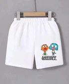 Kadın Beli Lastikli Baskılı Mini Şort - Beyaz thumbnail 1