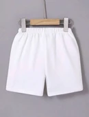 Kadın Beli Lastikli Mini Düz Şort - Beyaz thumbnail 1