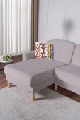 Kilim Mobilya Bohem's Bohem Uzanmalı Köşe, Sağ Sol Kullanılabilen, Yüksek Ayaklı, Açık Gri - 6