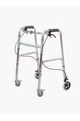 MEDWELT Frenli 4 Tekerli Hasta Alüminyum Tekerlekli Walker Yürüteci thumbnail 1