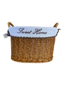 KULPLU OVAL KUMAŞLI SEPET ORTA BOY 28 x 19 x 23 cm - 4